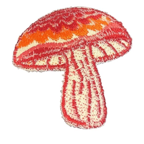 Set of 8 Red & Orange Mushroom Embroidered Iron-On Patches Clothing Hats Bags - Picture 3 of 5
